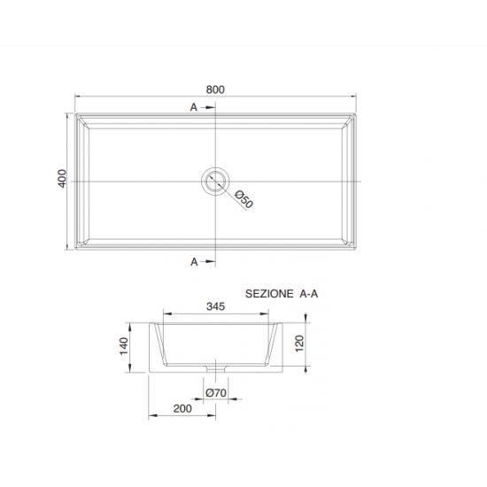 Νιπτήρας Μπάνιου Πορσελάνης 80x40 εκ Scarabeo Teorema2.0 Επικαθήμενος 5102-300 Λευκός Γυαλιστερός